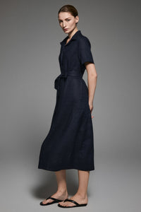 Brigitte | Classic Linen Maxi Dress