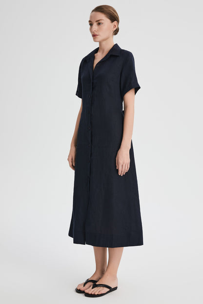 Brigitte | Classic Linen Maxi Dress