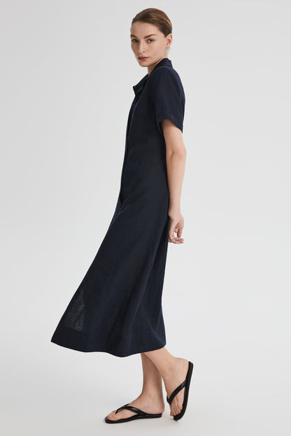 Brigitte | Classic Linen Maxi Dress