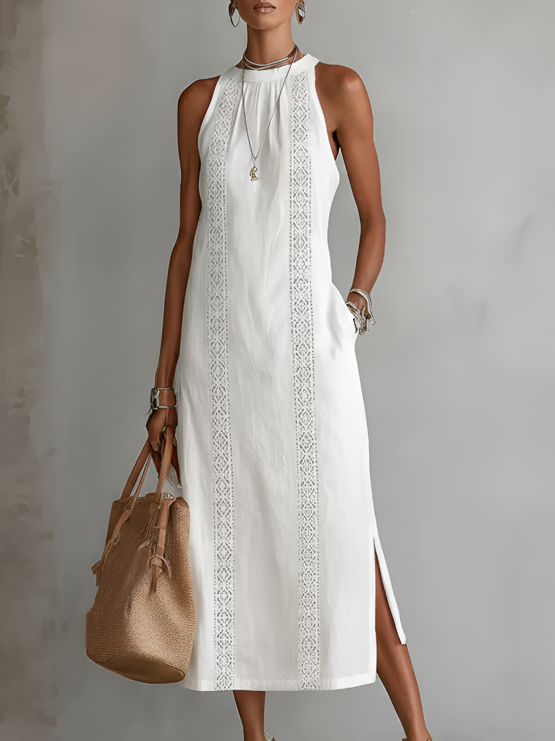 Soraya | Sleeveless Cotton Linen Midi Dress