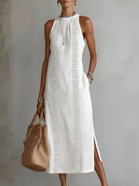 Soraya | Sleeveless Cotton Linen Midi Dress