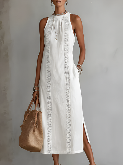 Soraya | Sleeveless Cotton Linen Midi Dress