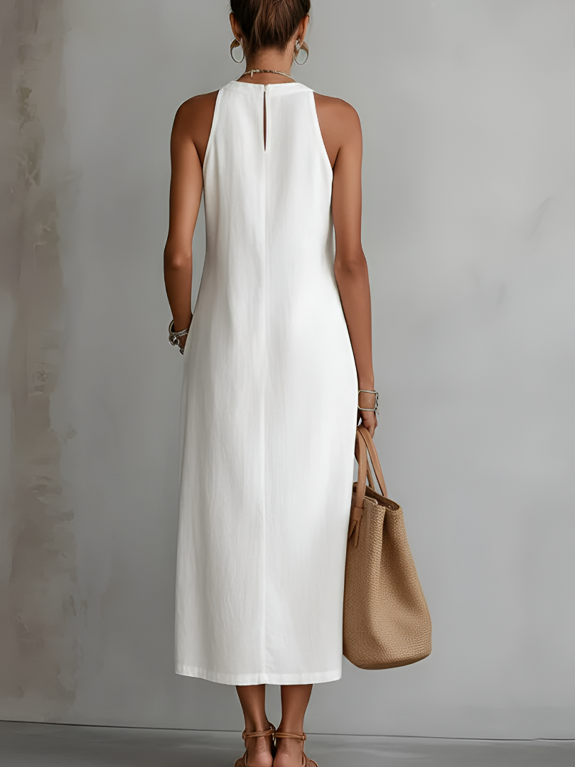 Soraya | Sleeveless Cotton Linen Midi Dress