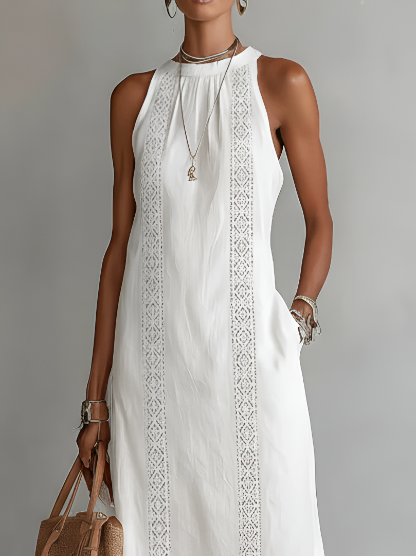 Soraya | Sleeveless Cotton Linen Midi Dress