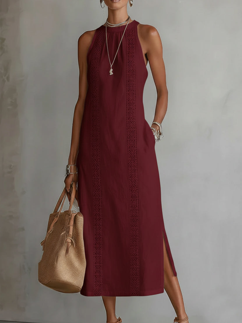 Soraya | Sleeveless Cotton Linen Midi Dress