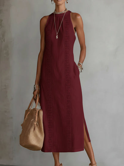 Soraya | Sleeveless Cotton Linen Midi Dress