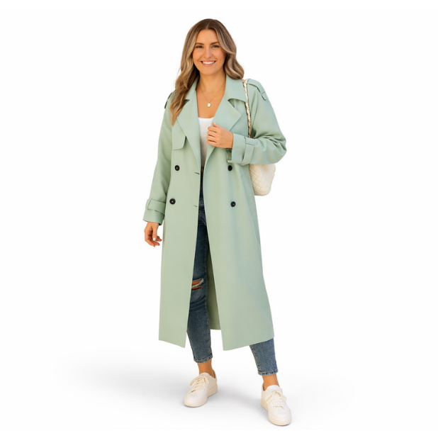 Lunara | Long Trench Coat in Belted Urban Style