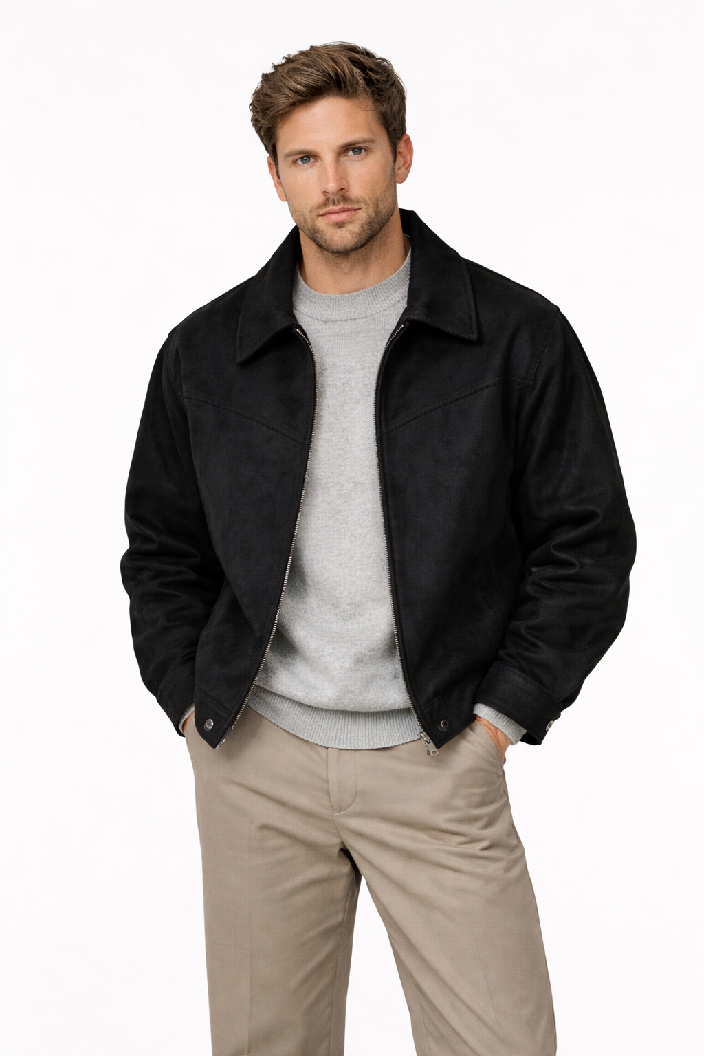 Ravello | Effortless Leather Bomber Jacket Zip