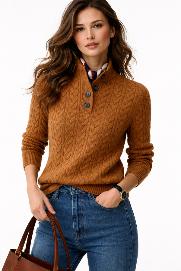 Seravelle | Cozy Cable Knit Turtleneck Wool Blend Sweater