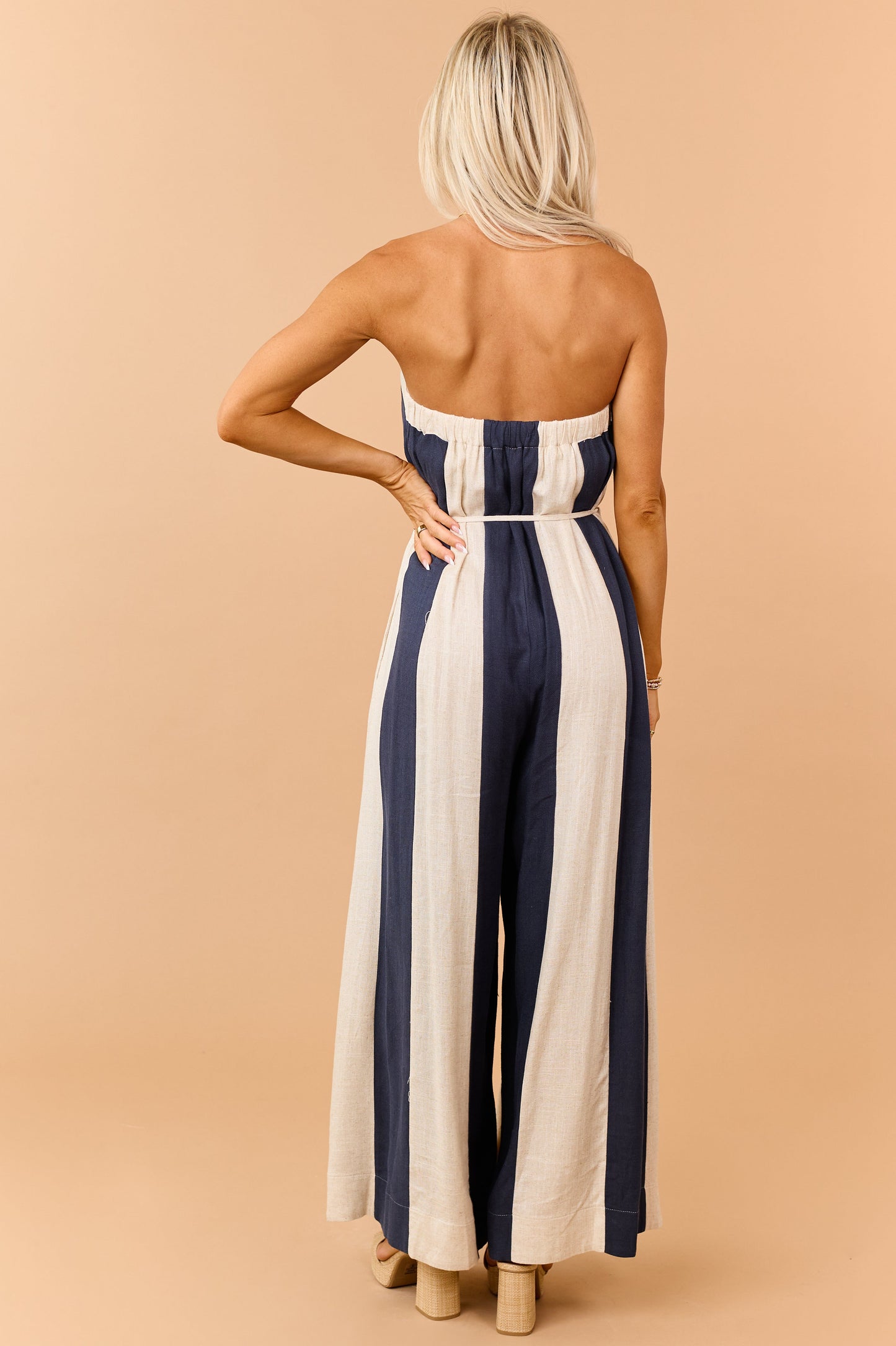 Emmanuelle | Women's Strapless Linen Jumpsuit