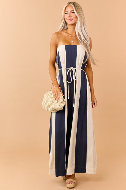 Emmanuelle | Women's Strapless Linen Jumpsuit