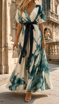 Delphine | Women's Printed Wrap Maxi Dress