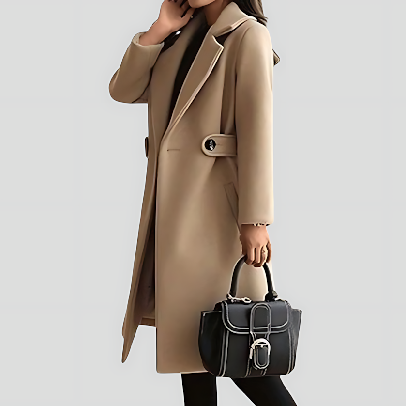 Aurellia | Notched Lapel Mid Length Coat