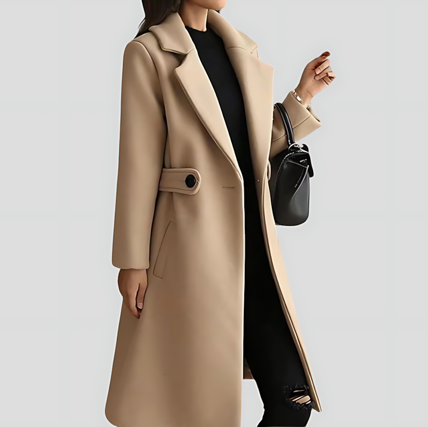 Aurellia | Notched Lapel Mid Length Coat
