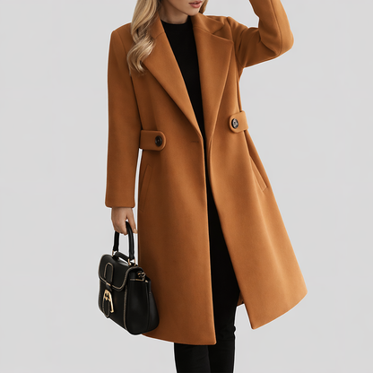 Aurellia | Notched Lapel Mid Length Coat