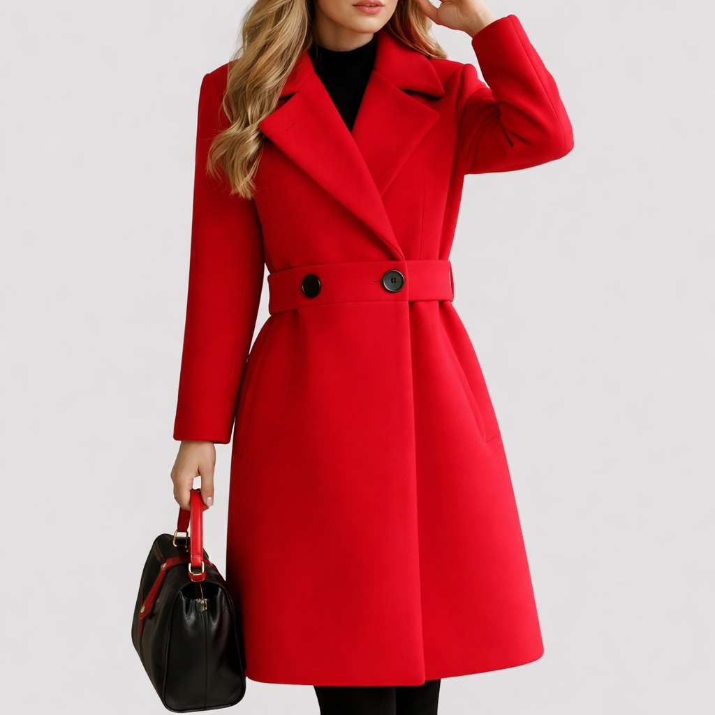 Aurellia | Notched Lapel Mid Length Coat