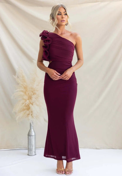 Rosalie | Cascading Ruffle One-Shoulder Maxi Dress