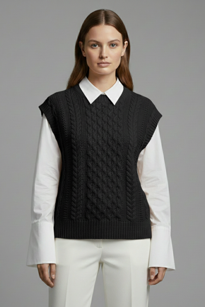 Celeste | Cable Knit Sleeveless Sweater Vest