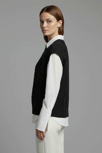 Celeste | Cable Knit Sleeveless Sweater Vest