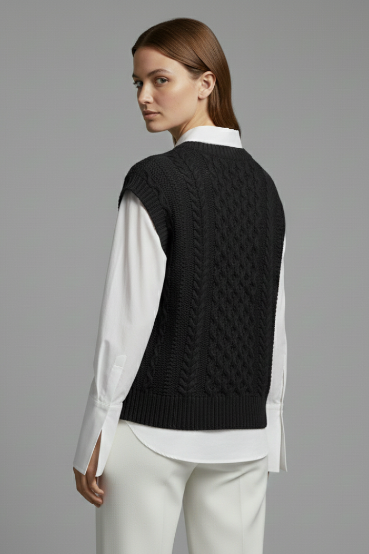 Celeste | Cable Knit Sleeveless Sweater Vest