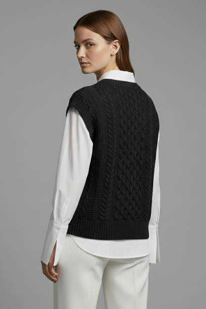 Celeste | Cable Knit Sleeveless Sweater Vest