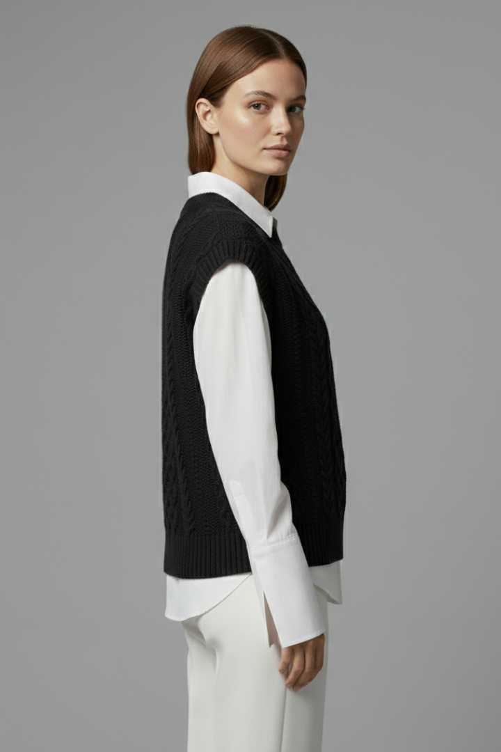 Celeste | Cable Knit Sleeveless Sweater Vest