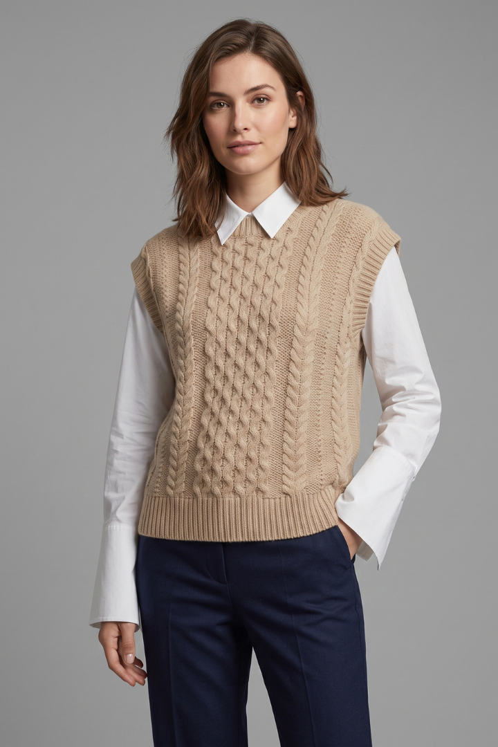 Celeste | Cable Knit Sleeveless Sweater Vest