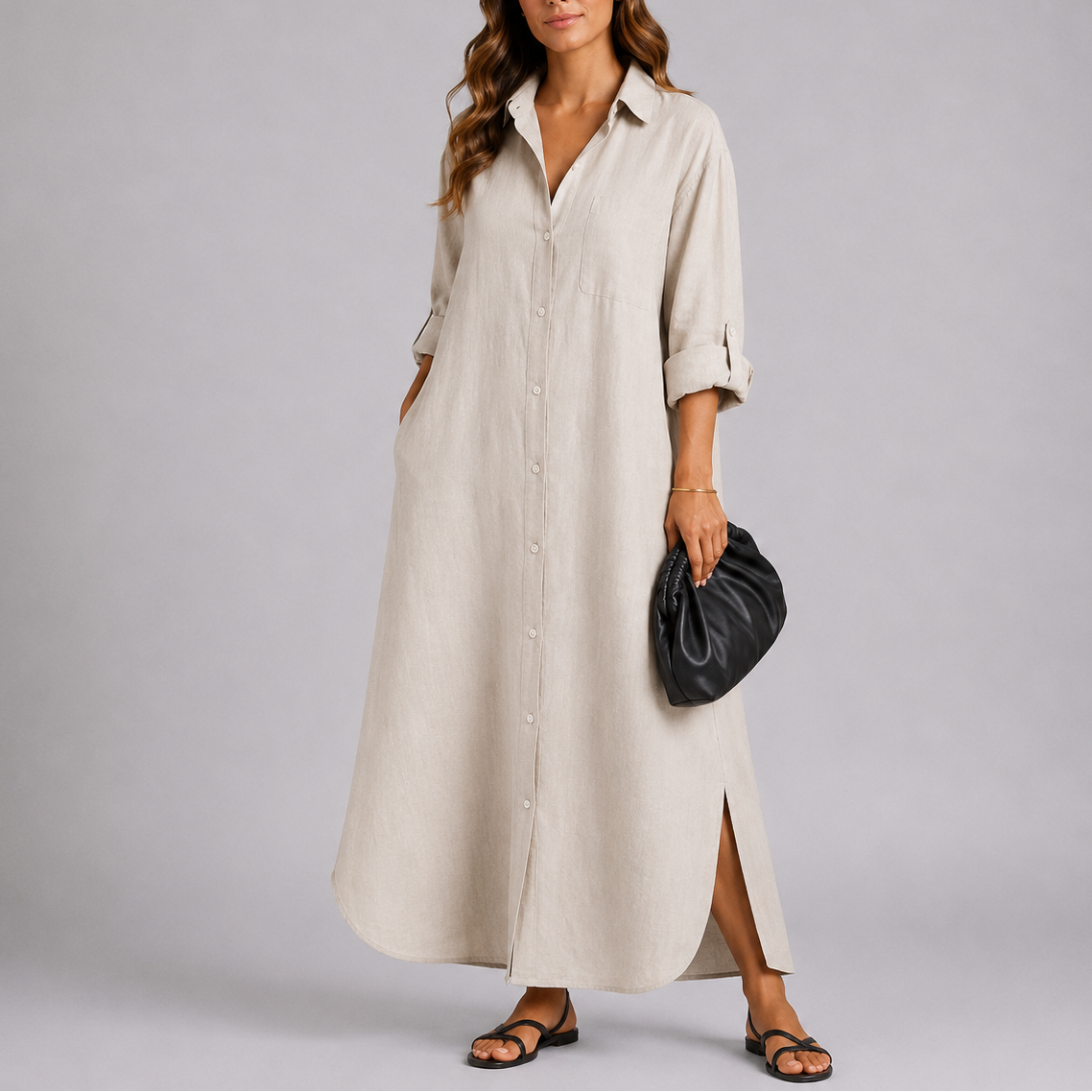 Victoire | Women's Linen Shirt Maxi Dress