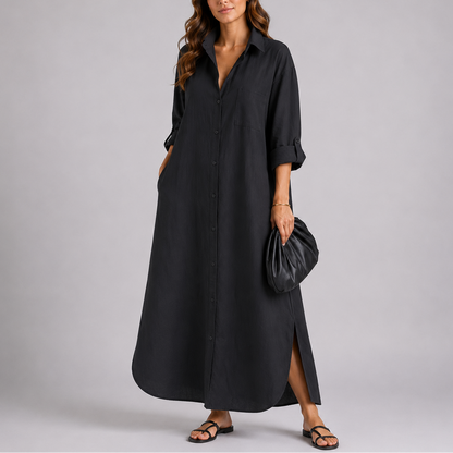 Victoire | Women's Linen Shirt Maxi Dress