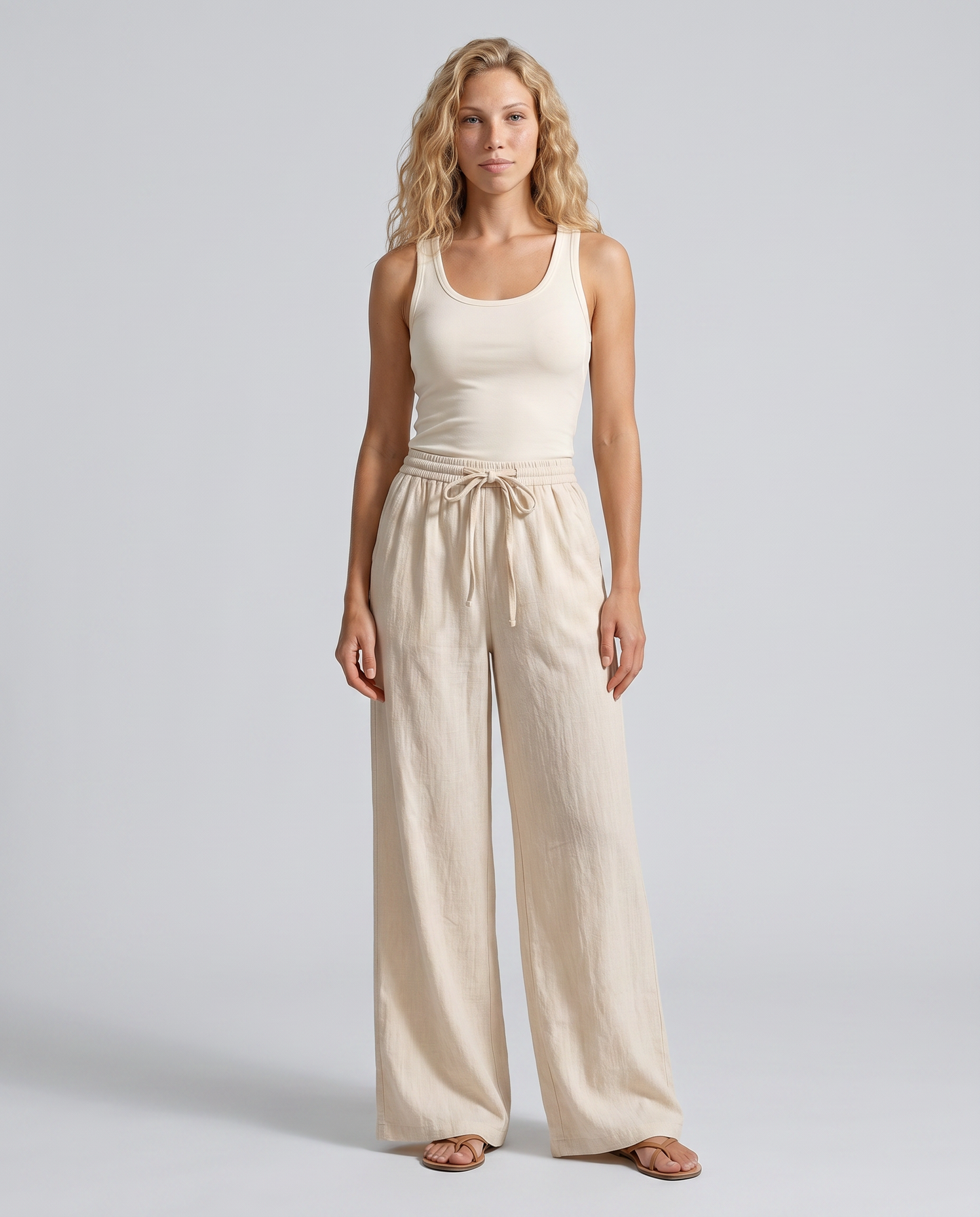 Margot | Women's Linen Wide Leg Trousers