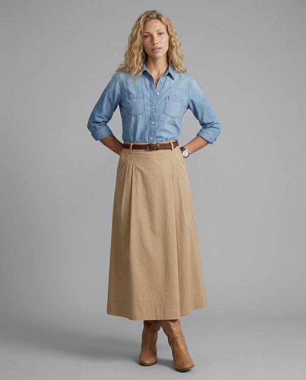 Camille | High Waist A-Line Maxi Skirt