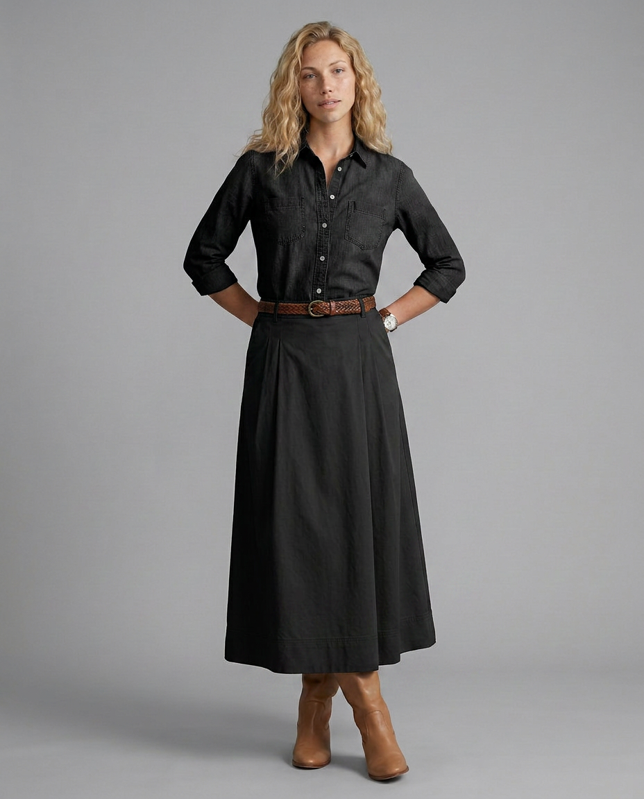 Camille | High Waist A-Line Maxi Skirt
