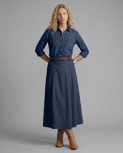 Camille | High Waist A-Line Maxi Skirt