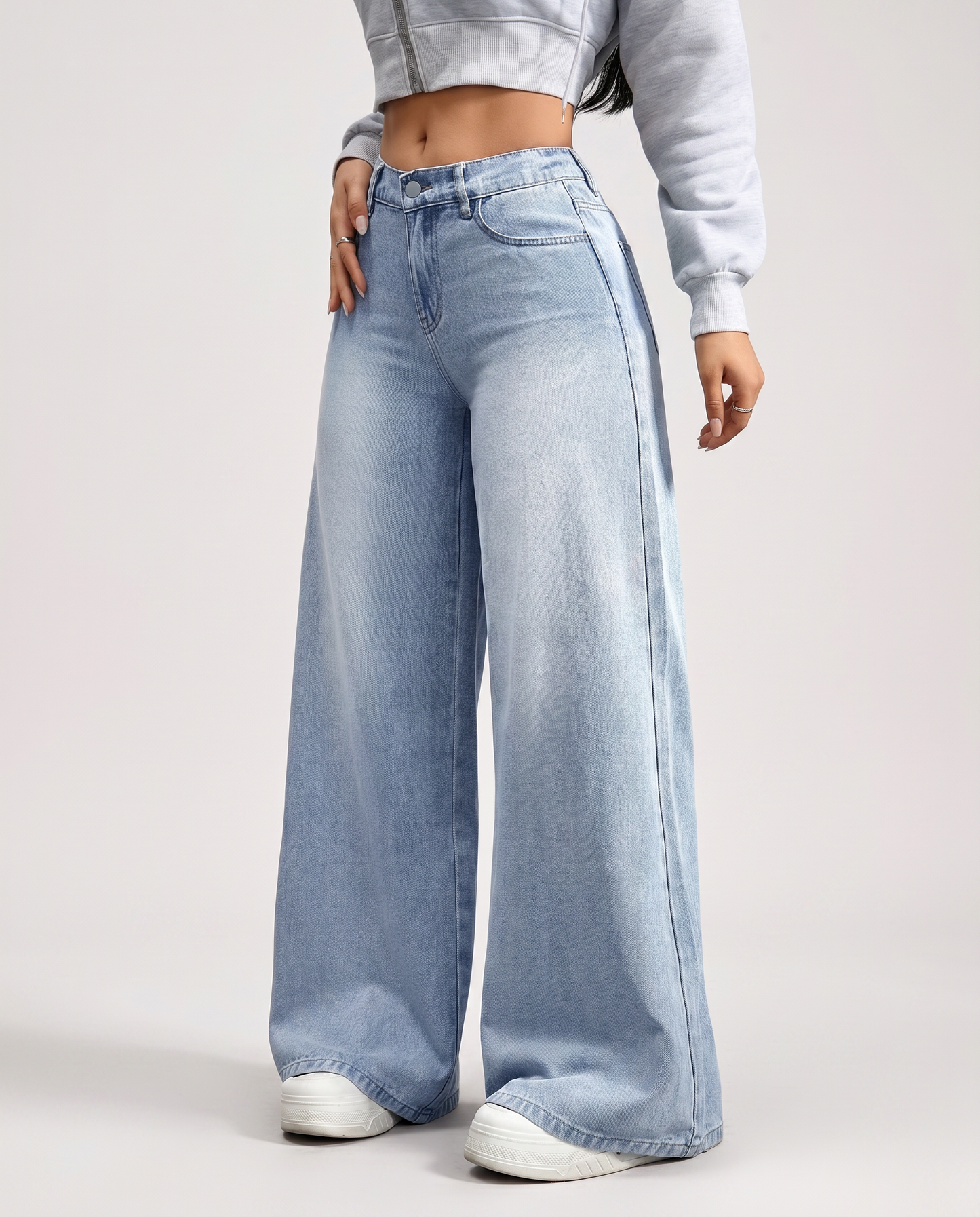 Mary | Front Pocket Wide Leg Jeans