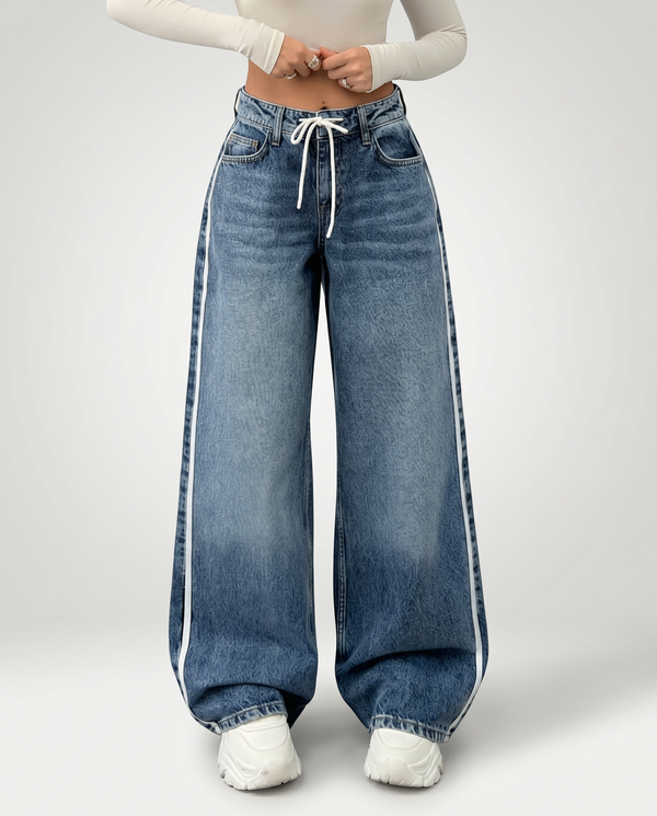 Celina | Wide Leg Side Stripe Jeans