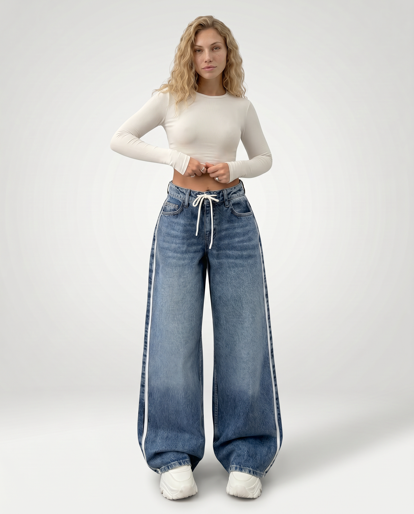 Celina | Wide Leg Side Stripe Jeans