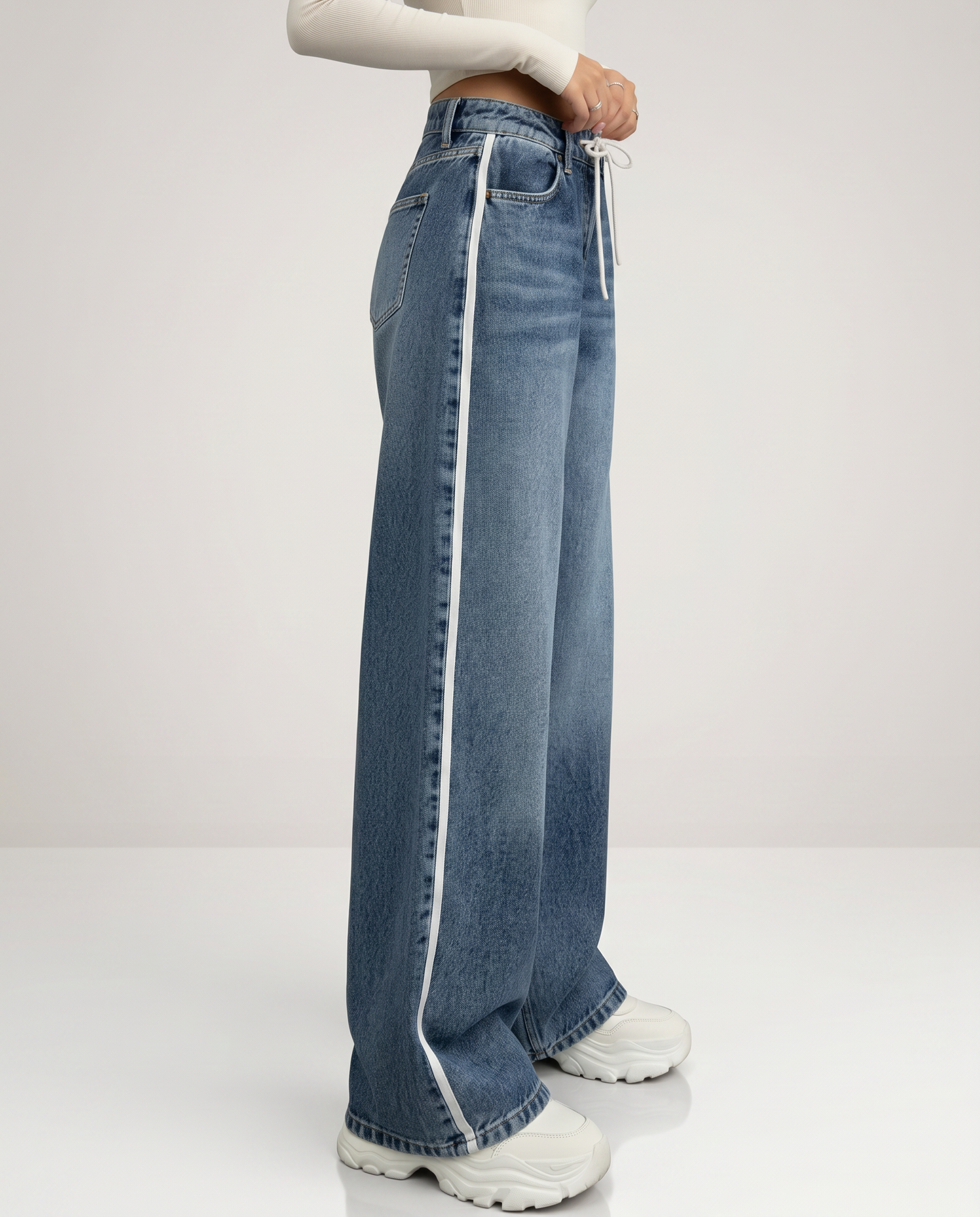 Celina | Wide Leg Side Stripe Jeans