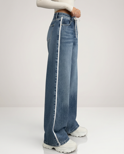 Celina | Wide Leg Side Stripe Jeans