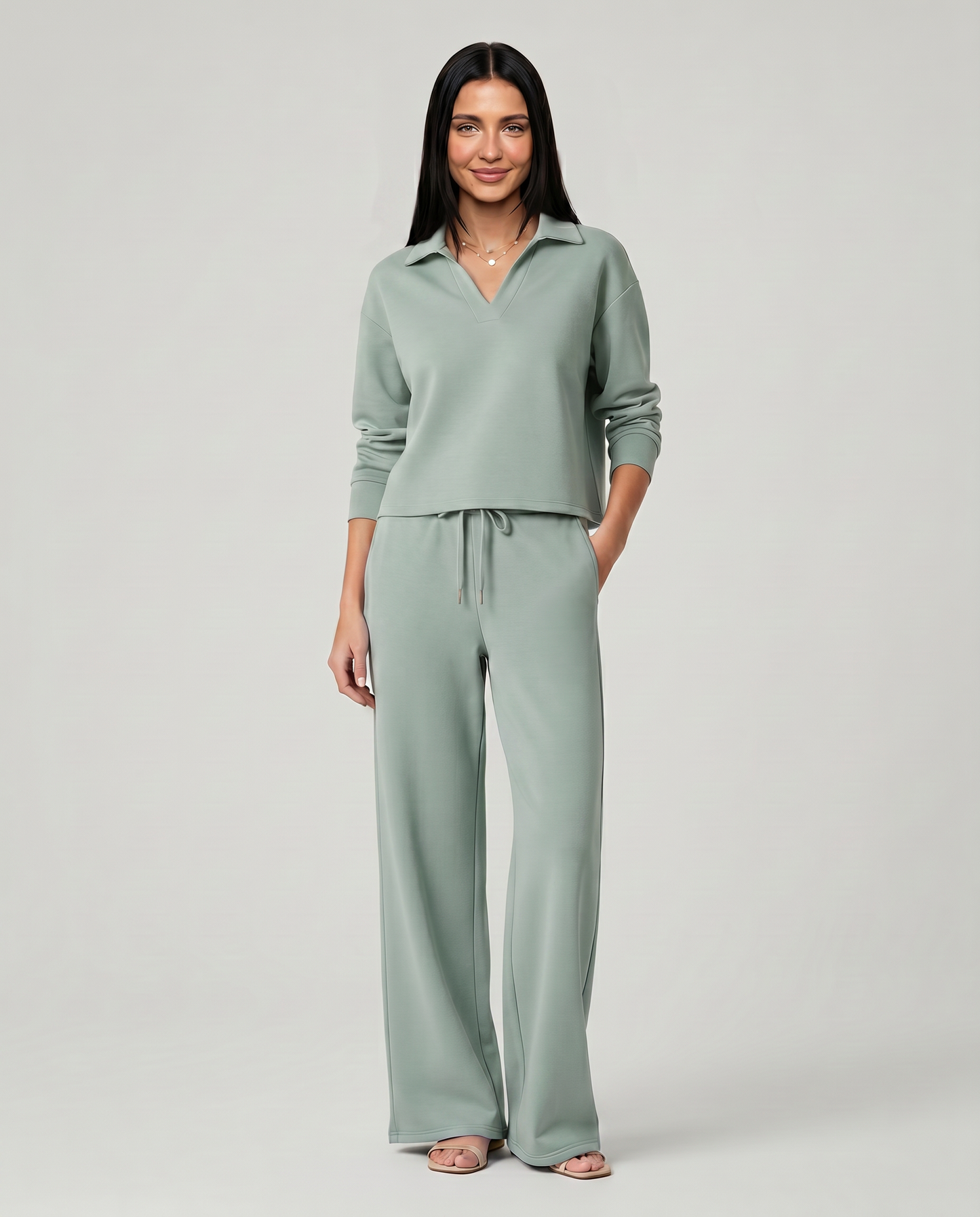 Maria | Two Piece Set with Wide Leg Pants