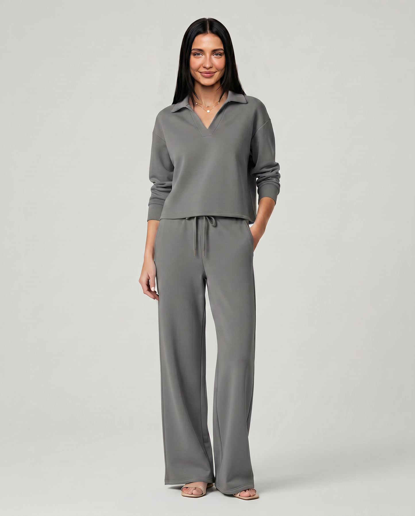 Maria | Two Piece Set with Wide Leg Pants