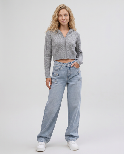 Clara | Straight Leg Jeans with Side Tabs