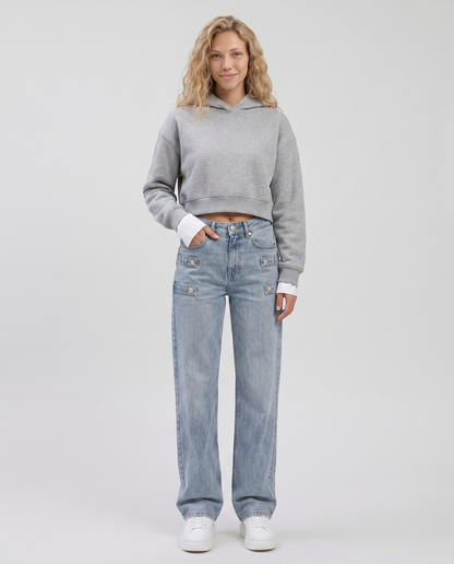 Clara | Straight Leg Jeans with Side Tabs