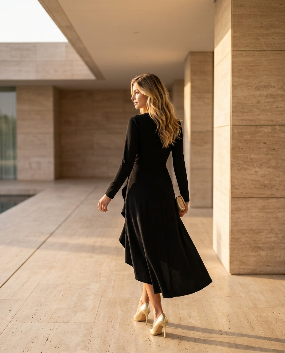 Rosalind | Long Sleeve Wrap Midi Dress