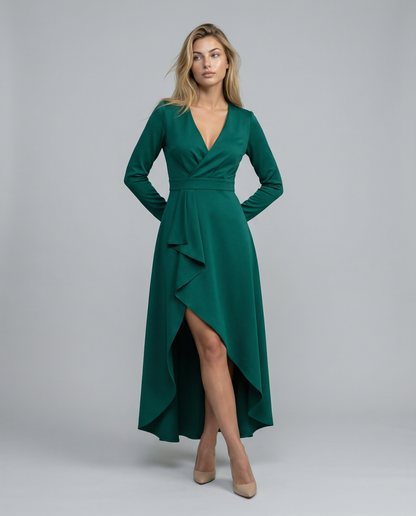 Rosalind | Long Sleeve Wrap Midi Dress