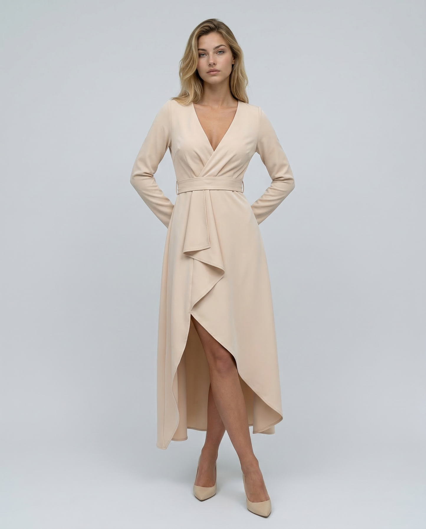 Rosalind | Long Sleeve Wrap Midi Dress