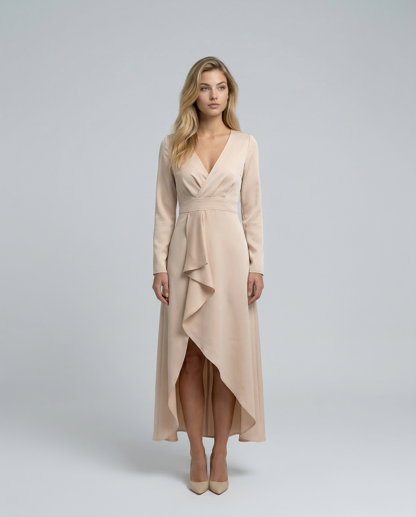 Rosalind | Long Sleeve Wrap Midi Dress