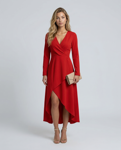 Rosalind | Long Sleeve Wrap Midi Dress