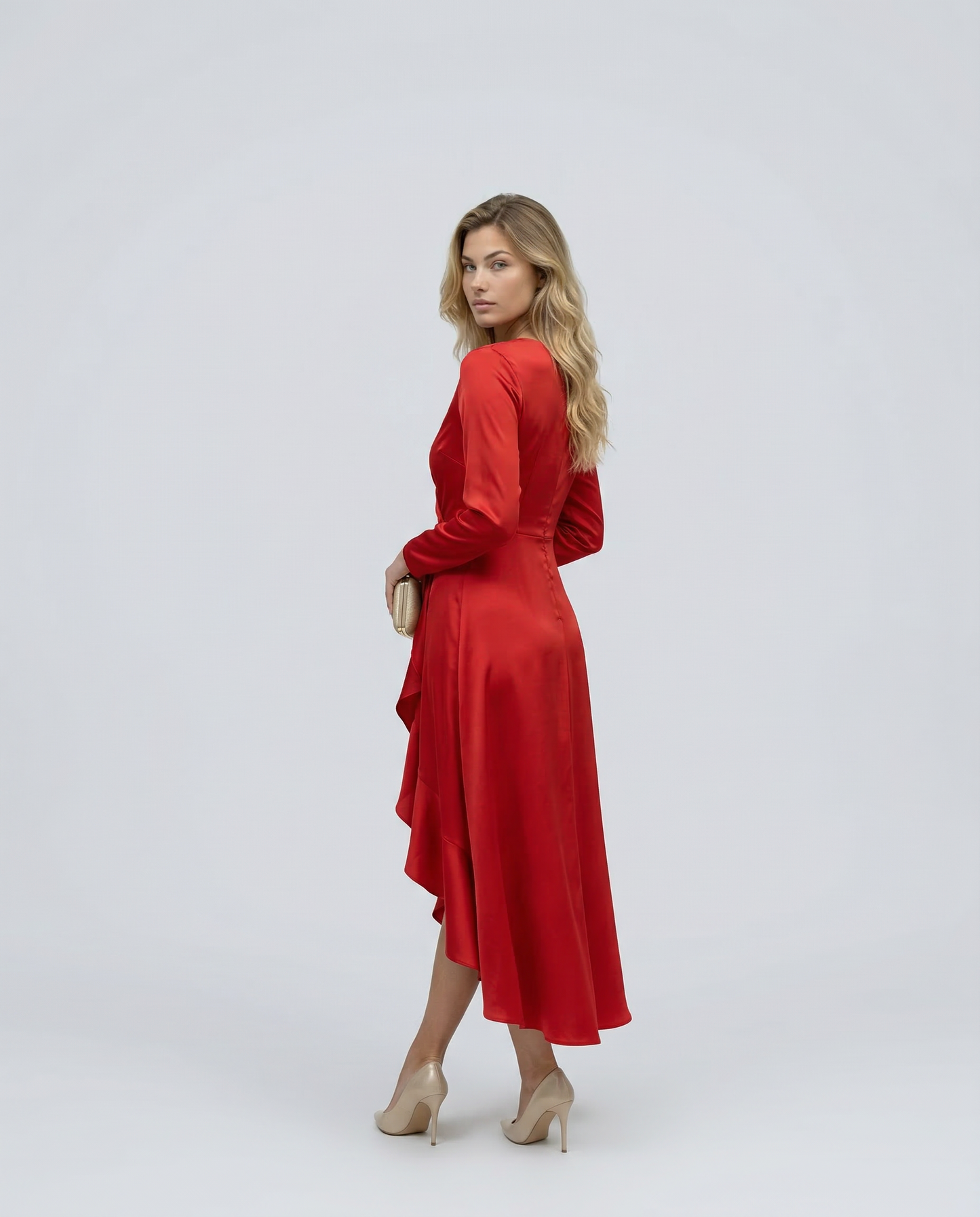 Rosalind | Long Sleeve Wrap Midi Dress