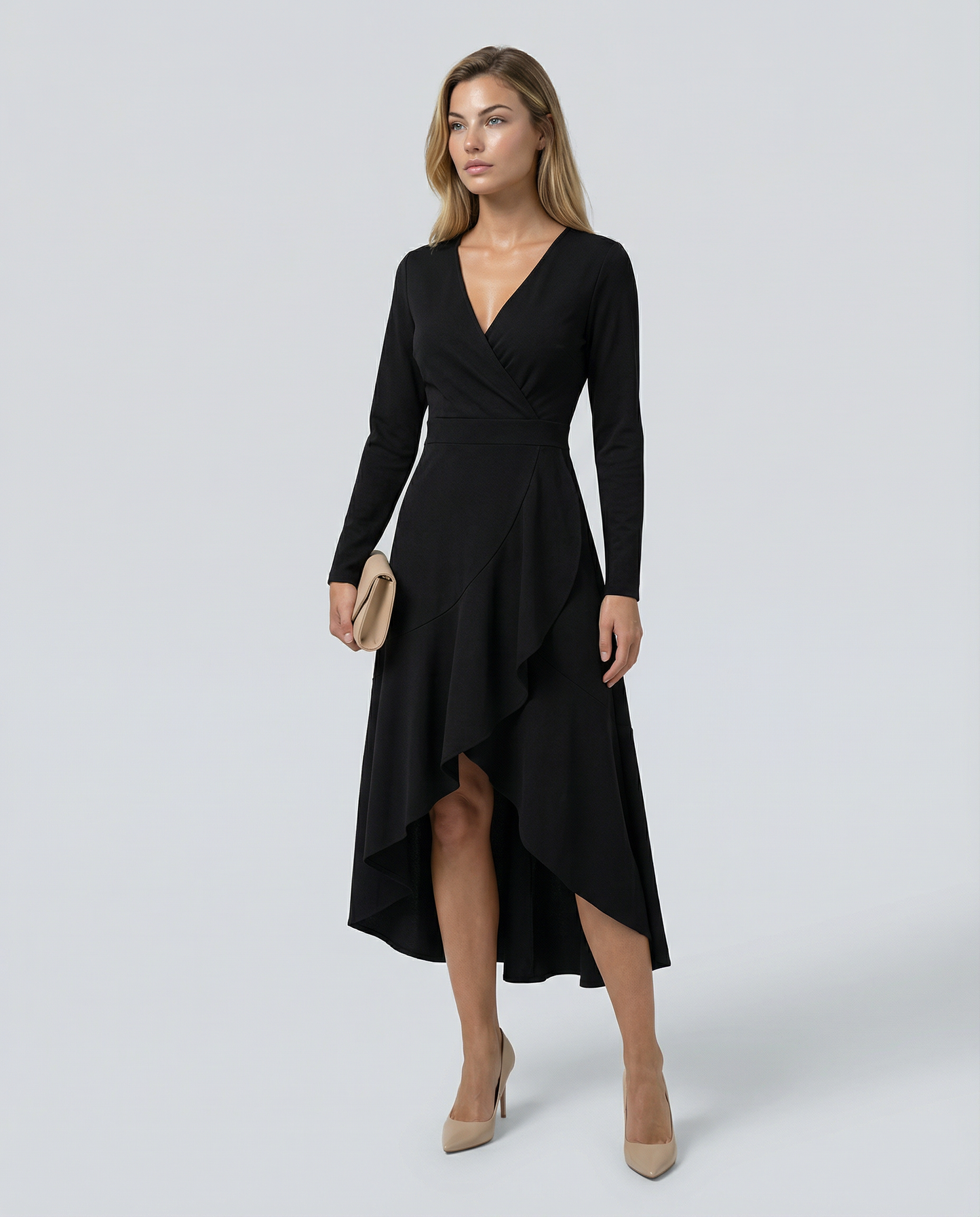 Rosalind | Long Sleeve Wrap Midi Dress