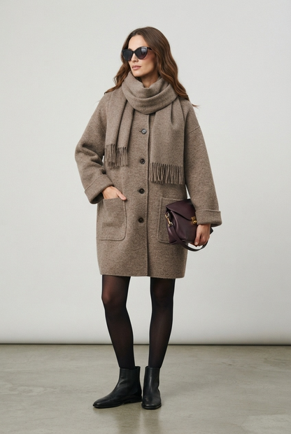 Cecile | Knit Cardigan Coat with Matching Scarf